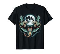 Bataille de Dragon épique sous la Pleine Lune Fantasy Art T-Shirt