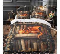 Bataille de dragons Parure de Lit Imprimé en 3D Microfibre Hypoallergique Léger Créature mythique fantastique Housse de Couette Fermeture Éclair Super Douce Respirante for Ado Super king（260x220cm）