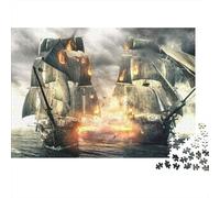 Bataille de Navire Pirate_1 Casse-tête 1000 Pièces avec Découpe De Précision,Jeu De Puzzle Premium Puzzle De Développement Cognitif pour Une Activité Intergénérationnelle,Passion Nature 70x50cm/10