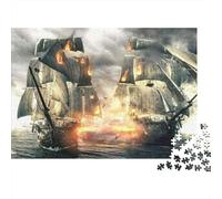 Bataille de Navire Pirate_1 Puzzle 1000 Pièces Papier Écologique pour Enfants, Puzzle Relaxation Mentale, Amusement Après École, Puzzle Top Noté Rapport Qualité-Prix 52x38cm/1000pcs