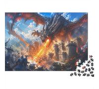 Bataille Dragon Château 1000 Pièces Mini Puzzle pour Adultes | 38x26cm Carton, Décor Maison, Coupe Précise, Cadeau Réunion, Détente Esprit
