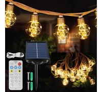 BatdTech Guirlande Guinguette Extérieur 8M, Guirlande Lumineuse Solar avec 16 G50 LED Ampoules IP65 Imperméable, Blanc Chaud Chaîne Lampes Solaires pour Jardin Balcon Patio Pergola
