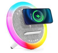 BatdTech Lampe chargeur sans fil, Réveil avec chargeur à induction, Haut-parleur Bluetooth éclairage ambiant synchronisé avec la musique, Réveil numérique, pour lit/salon