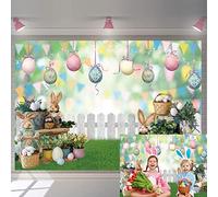 BATE Pâques fond printemps jardin coloré oeufs lapin vert pelouse clôture bokeh fond enfants photographie bébé douche fête d'anniversaire décoration photomaton accessoires