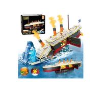 Bateau à construire - GENERIQUE - Titanic 2-en-1 (1935 pcs) - Éclairage LED - Mini briques 3 6 mm - Support d'affichage
