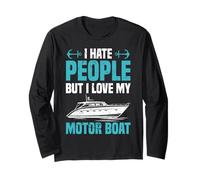 Bateau à Moteur I Hate People But Love My Motor Boat Captain Manche Longue