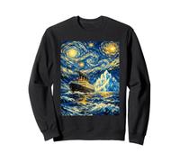 Bateau à Vapeur Van Gogh inspiré de la Nuit étoilée Océan Dramatique Sweatshirt