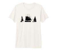 Bateau à Voile Croquis Capitaine Navigation T-Shirt Haut de Gamme