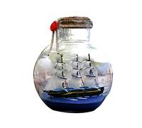 Bateau à Voile dans une Bouteille de Souhaits en Verre, Bouteilles en Liège, Décoration de Bouteille à Dérive, Bateau Pirate dans un Kit de Bouteille, Cadeau de Bateau à Voile (A3)