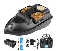 Bateau amorceur de pêche GPS 500 m Bateau amorceur télécommandé Détecteur de poisson à double moteur Support de chargement 2 kg Croisière/retour/correction automatique d'itinéraire ,5200mAh-2battery