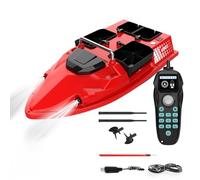 Bateau amorceur radiocommandé V803 avec éclairage LED, bateau de pêche haute vitesse, portée de 500 m, 4 trémies à appâts, système à double antenne et stabilisation gyroscopique, bateau de pêche à l
