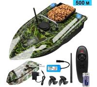 Bateau Amorceur Télécommandé 500m - Bateau de Pêche de Appât - Mode nuit et Croisière a Vitesse Fixe, Charge de 1,5 Kg
