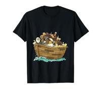 Bateau Arche de Noé avec Chats Religieux Amoureux des Chats chrétiens T-Shirt Graphique avec Valeur, Homme, Noir, XL