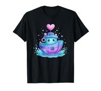 Bateau d'amour Romantique Kawaii avec cœur Marin océan T-Shirt