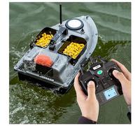 Bateau d'appât avec télécommande GPS pour la pêche, dispose de 3 trémies et de veilleuses bicolores, offre une vitesse constante de croisière et une fonctionnalité de retour en un clic
