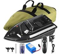 Télécommandé Bateau d'appât,Bateaux Amorceur Pêche,Bateau Amorceur,Trémie de Chargement de 1,5 kg,Bateau d'appât de Pêche avec Batterie de Rechange et Sac À Main(Noir Bateau)