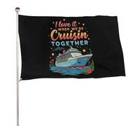 Bateau De Croisière Et Cœur, J'Adore Quand Nous Sommes En Croisière Ensemble Drapeau Couleurs Vives Drapeau De Jardin Résistant Aux Intempéries Garden Flag Pour Bar Extérieur 90X150Cm