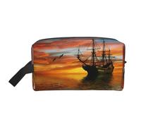 Bateau de croisière naviguant dans l'océan avec impression sur le coucher du soleil - Sac de voyage pour femme et homme - Grande capacité pour cosmétiques, accessoires, articles de toilette