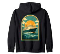 Bateau de croisière rétro - Coucher de Soleil - Scène de Voyage Sweat à Capuche
