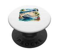 Bateau de croisière Tropicale - Scène d'île PopSockets PopGrip Adhésif