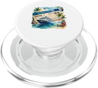 Bateau de croisière Tropicale - Scène d'île PopSockets PopGrip pour MagSafe