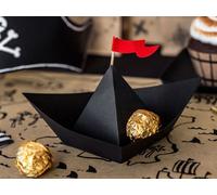 Bateau de décoration en papier 19x10x14cm noir rouge 6er Set