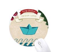 bateau de navigation maritime océan d'amour du papier plié tapis de souris en caoutchouc de sapin de noël