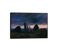 Bateau de pêche au bord de la mer Baltique Caspar David Friedrich Impression sur toile Reproduction sur toile Tableau célèbre pour décoration murale salon et chambre70x50cm(28x20in)Cadre noir