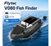 Bateau de pêche Flytec V080 GPS avec détecteur de poissons, batterie 12V 20000mAh, moteur à balais 550, télécommande 800M, capacité de charge d'appâts 3KG, autonomie 2-4H, bateau de pêche RC en fibre