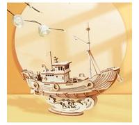 ROBOTIME Puzzle 3D bois Rolife TG308 – Bateau de pêche mécanique 15,8 cm 104 pièces