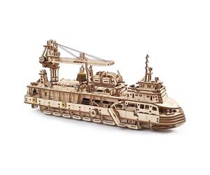 Bateau De Recherche En Bois À Construire ? Maquette Mécanique 3d Avec Moteur À Élastique Brown TU