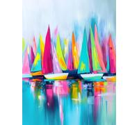 Bateau Diamond Painting Adulte, 5D Peinture Diamant Voilier Diamond Painting Enfant Débutant Bricolage Cristal Point de Croix Puzzle Broderie Diamant, Salon Murale Décoration Cadeaux 50x70cm 7w-748