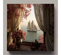 Bateau Diamond Painting Fleur Diamond Painting Kit Complet, Bricolage 5D Peinture Diamant Adulte Strass Point de Croix Broderie Diamant Kit Complet, Tableau Decoration Murale Cadeau 100x100cm ti1-t1