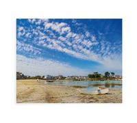 Bateau et marée Basse à Brignogan-Plage (France)，Puzzle 1000 Pièces, Puzzles en Bois, Jouets Éducatifs pour Enfants Adultes Cadeau d'anniversaire（75x50cm）-BB67