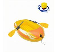 Bateau Gonflable avec Poignées Résistant, Modèle 120 avec Pompe À Pied Et Rames, Orange Et Jaune