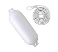 Bateau gonflable blanc et corde, balle pare-choc en PVC pour kayak, canoë radeau jusqu'à 6 mètres, oreilles renforcées pour accrocher, 40,6 x 11,4 cm, ligne de 4,9 m
