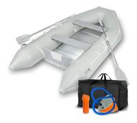 EBERTH Bateau Gonflable Bateau Gonflable en PVC Robuste pour 4 Personnes + 1 Enfant, 3,20m x 1,50m, 2X Banc, 2X pagaies, Plancher Aluminium, kit réparation, Pompe, Sac de Transport, jusqu'à 566 kg