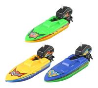 Bateau Jouet, 3 pièces en Plastique Flottant Bateau à Moteur à remonter Jouet de Bain pour Jeu d'eau de Baignoire, Bain remonter sûr et Amusant pour Les Enfants 3 Ans et Plus batea