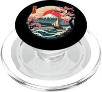 Bateau Kanagawa japonais Mont Fuji Sakura Blossom Kanji Japon PopSockets PopGrip pour MagSafe