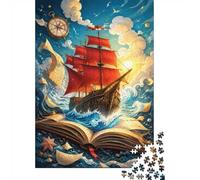 Bateau Livre Compas Puzzle, 1000 Pièces pour Adultes Haute Qualité | 70x50cm Carton, Exercice Mental, Cadeau D'anniversaire, Amélioration De La Concentration, Finition Surface Lisse