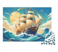 Bateau Océan Soleil Puzzle Mini 1000 Pièces pour Adultes Idée Cadeau | 52x38cm Carton Amateurs De Puzzles Relaxation De L'esprit Puzzle Fait Main Cadeau De Rencontre Décor Salon