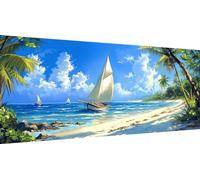 Bateau Peinture Diamant Adulte,Voilier Diamond Painting Grand Format 75x30cm Broderie Diamant Kit Complet, Painting Diamant Enfant Strass Point de Croix pour Décoration Chambre