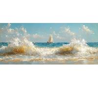 Bateau Peinture Numero Adulte, Vagues De L'OcéAn Peinture Numero Enfant, DIY Loisirs Créatifs Adultes, Paint by Numbers Kits avec Pinceaux et Pigment Acryliques, Cadeau Fille, 70x40cm R-4228