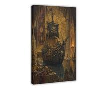 Bateau pirate au trésor Tableau sur Toile, Appartement Coin Lecture