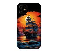 Bateau Pirate Bateau Nautique Capitaine Freebooter Voile Coucher de Soleil Coque pour iPhone 11