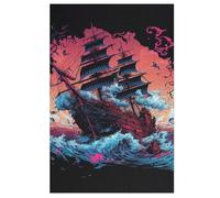 Bateau Pirate,Bateau Puzzle EnfFourmis 1000pcs, Puzzles en Bois- Kit Bricolage Relax Jeux pour Adolescents Et Adultes Cadeaux 78×53cm