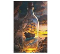 Bateau Pirate,Bateau Puzzles 1000 Pièces Adultes, Puzzle en Bois Jeux D'adresse pour Toute La Famille,Jeu De Team Building 78×53cm