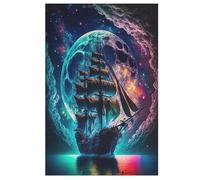 Bateau Pirate,Bateau Puzzles Adulte 1000 Pieces Cadeau Famille Puzzle Classique 3D EnfantsJouet en Bois Cadeau Unique 78×53cm