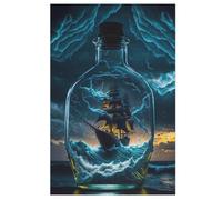 Bateau Pirate,Bateau Puzzles en Bois 1000 Pièces pour Adultes, Matériaux Recyclables De Qualité Supérieure Puzzle, Jeu en Famille, 78×53cm