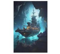 Bateau Pirate,Boat Puzzles Adulte 1000 Pieces Cadeau Famille Puzzle Classique 3D EnfantsJouet en Bois Cadeau Unique （78×53cm）